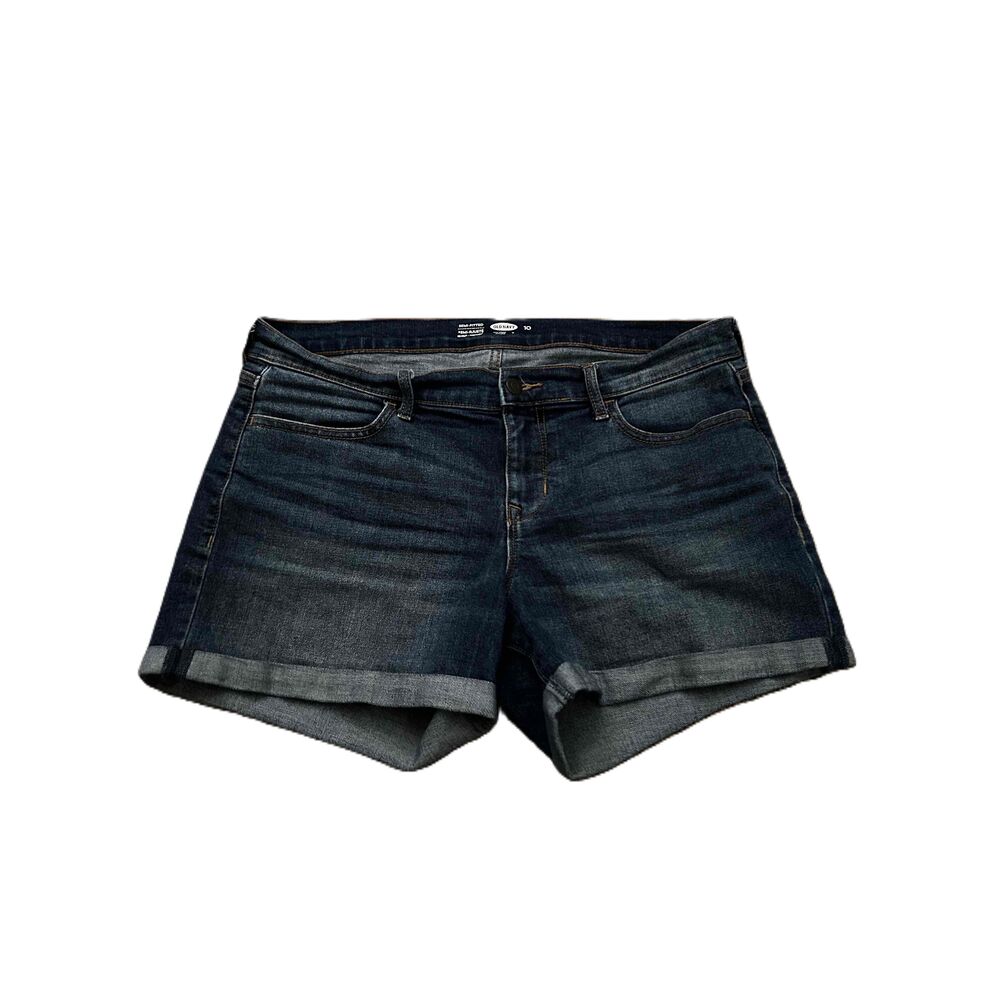 Old Navy Blue Mid Rise Five Pocket Rolled Hem Denim Shorts Size 10